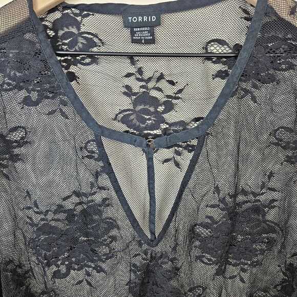 Torrid Sheer Babydoll Top. Black 4X - Picture 3 of 11